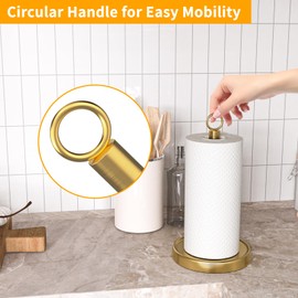 Paper Towel Holder Stainless Steel Weighted Base Paper Towel Holder for Kitchen Bathroom Farmhouse Decor Accessories, Gold
