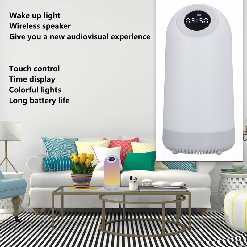 Speaker White Wake Up Light Wireless Speaker Multi Function Bedside