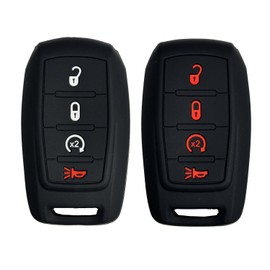 Key Fob Cover RAM 3500: 2 Pcs 4 Buttons Silicone Remote Case Protector Fit for Dodge RAM1500 2500 3500 4500 5500 2019 2020 2021 2022 2023 2024 68442907AB 68442907 68291689 OHT4882056 (Black+Black)