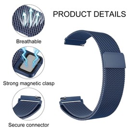 Niboow 20 mm Bracelet for Garmin Venu Sq 2/Venu Sq 2 Music/Venu 2 Plus/Venu Sq/Venu Sq Music, Metal Stainless Steel Bracelets for Garmin Vivoactive 5/Vivoactive 3 Music/Forerunner 245/Forerunner