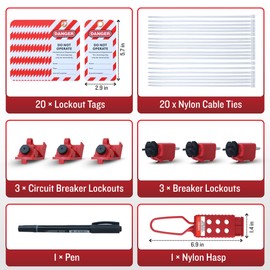 Lockout Tagout Kit for Electrical Loto - Comes with Steel Hasps, Locks, Nylon Hasps, Safety Tags - Carrying Case