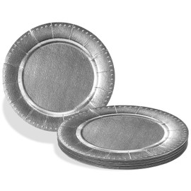 Silver with Beaded Rim Disposable Charger Paper Plates - 13" (Pack of 10) - Perfect for Weddings, Parties & Special Occasions