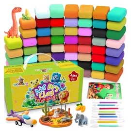 Wolwefa Air Dry Clay for Kids, 60 Colors Air Dry Modeling Clay, Molding Clay for Sculpting,Non-Sticky Soft, Sculpting Tools Guide, Arts Crafts for Kids Ages 8-12