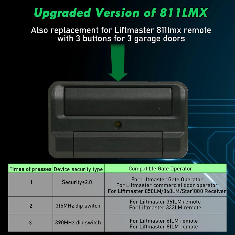 813LMX 811LMX Lift Master Garage Door Opener Remote 813lm for