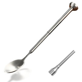 Ouliget Telescopic Cocktail Mixing Spoon,5.5"~17.5"Stainless Steel Extendable Spoon for Drink,Long Handle Iced Tea Spoons Stirring Spoon for Bar Barbecue Tableware Supplies