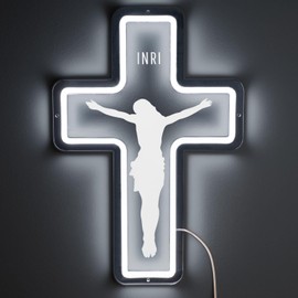 Cross Neon Sign - LED Wall Decor with Long-Lasting Light for Bedroom, Living Room, Kids Room and Churches, Best Gift for Christian Homes, Weddings, Christmas Celebrations and Partys (Jesus Image)
