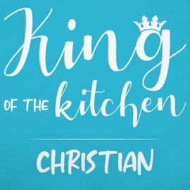 Geschenk mit Namen personalisiert by Shirtracer - Children's Apron Children Boys Girls - Cooking Apron - King of the Kitchen with Name I Gift Cooking I Gift for Chefs, 1 turquoise