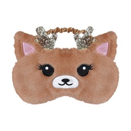 Sleep Mask for Kids, Ynaice 3D Plush Christmas Reindeer Eye Mask Animal Soft Fluffy Plush Eye Cover for Sleeping,for Night,Travel,Nap (Reindeer,Golden)