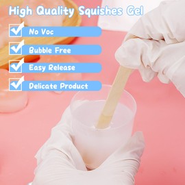 Bounlgsr 36oz Silicone Squishes Gel for Taba Squishes, Liquid Silicone Gel, Fast Cure 1:1 AB Ratio Mix, Rubber Making Kits for Taba Squishes Cat, Beginner Squishes Makers, DIY Stress Relief Gift