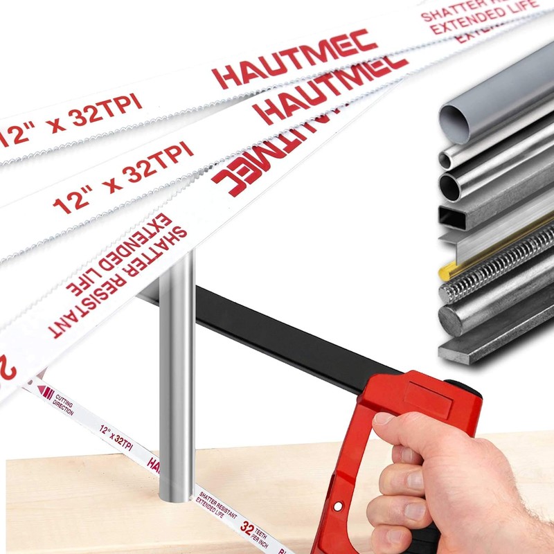 HAUTMWC Hacksaw Replacement Blades (12 Pack) High Speed 18 TPI/