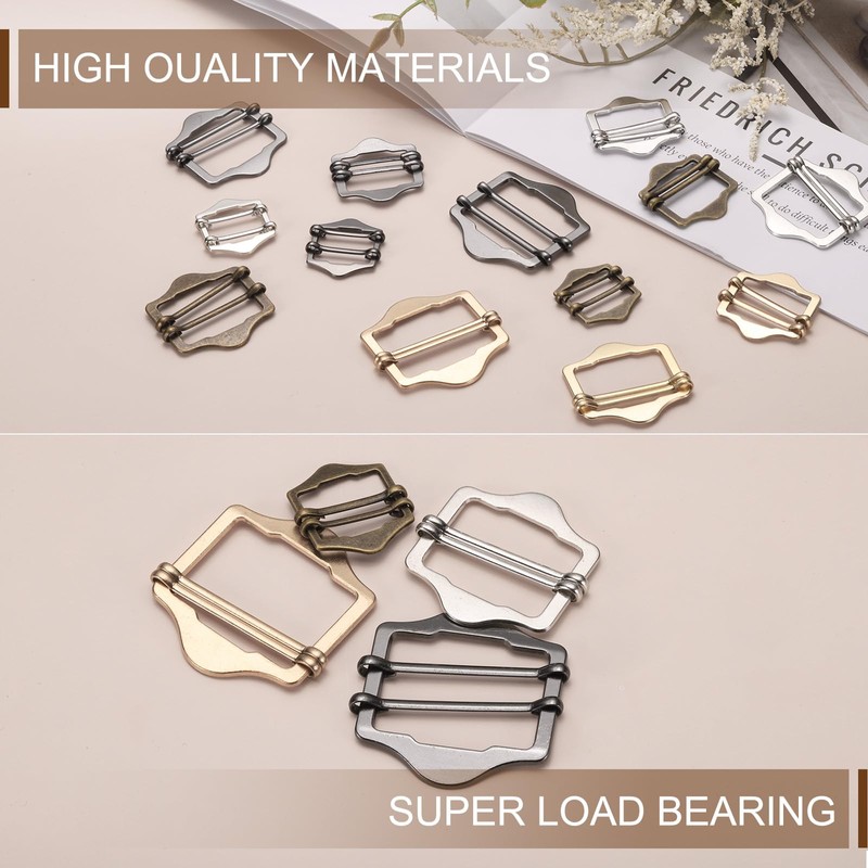 sourcing map 10Pcs Adjustable Slide Buckle, 1-3/8"(35mm) Metal Strap Buckle