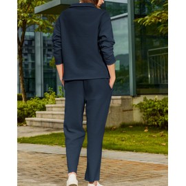 Yioaga Women Tracksuits 2 Piece Set Carmel Travel Set Patrick Pullover Sweatshirt Catherine Sweatpants Casual Lounge Outfit(Navy,S)