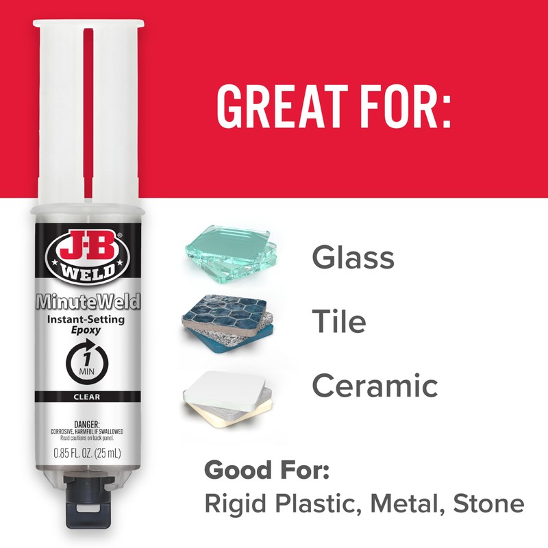 J-B Weld 50101 MinuteWeld Instant-Setting Epoxy Syringe - Clear -