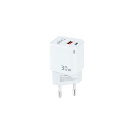 VoltShine USB-C-Wandladegerät 30 W, GAN-Technologie, USB-C/PD- und USB-A/QC-Ausgänge, ideal zum Laden mobiler und elektronischer Geräte.