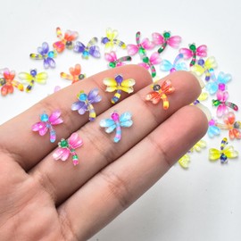 HOMICO 50PCS Mini Dragonfly for Crafts Dollhouse Miniature Resin Tiny Dragonflies for Fairy Garden Dollhouse Micro Landscaping Decoration