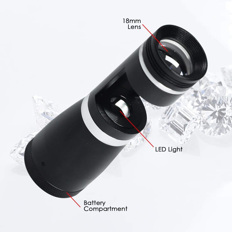 Portable 10x Darkfield Loupe 20.5mm Triplet Lens with LED Light,