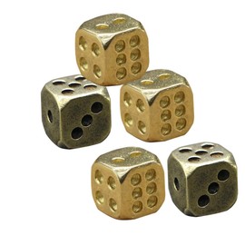 Abaodam Exquisite Small Dice, Pure Copper Unique 6 Sided Dice, Set of 5, Fancy 6 Sided Dice, Small Dice Props for Table Games, Copper Crafting Game Dice for Bar and Home Party Games Props 1 Piece About 1.1cm Cube