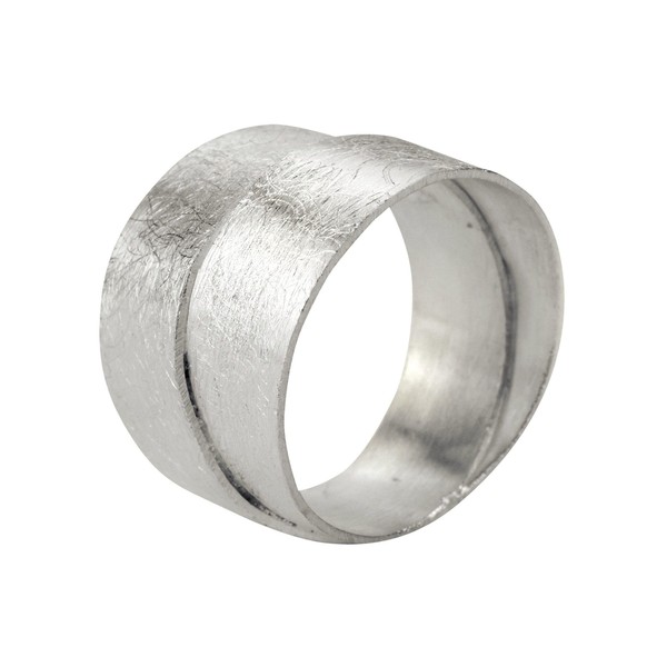 SILBERMOOS Women's Ring Band Ring Double Ring Two Rails Brushed