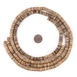 TheBeadChest Rustic Heishi Coconut Shell Beads 8mm Brown Wood 23