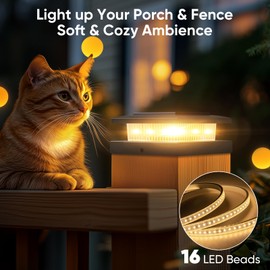 YITCOE 4x4 Post Solar Lights Outdoor: 12 Pack 2 Lighting Modes Fence Deck Cap Lights - IP65 Waterproof Solar Powered for Wooden Vinyl Lamp Post - Warm White and Cool White
