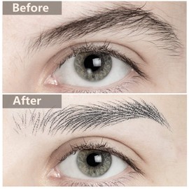 Blulu Blulu 6 Sheets 4D Hair-Like Waterproof Eyebrow Tattoos Stickers Eyebrow Transfers Temporary Brow Tattoo Peel Off Grooming Shaping Sticker in Arch Style, 66 Pairs Black(Medium Arch Eyebrow)