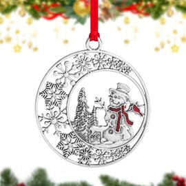 BELDEX Metal Snowman Christmas Tree Ornaments 2025 - Pewter Plated Vintage Style Holiday Ornament Stocking Stuffers with Hanging Cord
