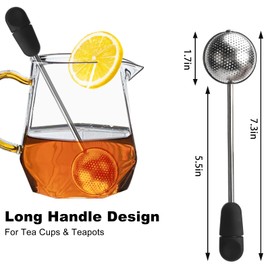 Memotoo Long Handle Twisting Tea Ball, 2Pcs Tea Ball Infuser for Loose Tea, Reusable Loose Leaf Tea Steeper Stainless Steel for Cup and Teapot