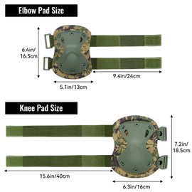 Qavctw Tactical Knee and Elbow Pads Set for Combat Airsoft Paintball Knee Protection Guard Pads Cycling Skateboarding Safety Gear Protective Guard Pads