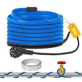 TOFFCAEA Frost Protection Heating Cable, Self-Regulating Heating Cable with Thermostat Frost Protection for Water Pipes, Home, Pool, Pond (4M)