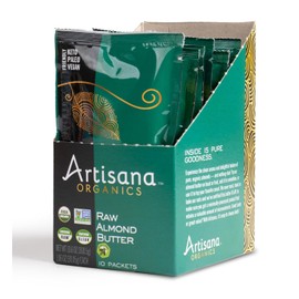 Artisana Organics paquetes de bocadillos de mantequilla de almendras crudas (10 unidades) | Sin azúcar añadido, sin aceite de palma, vegano, paleo y keto, sin OMG, bolsas de 1.2 onzas