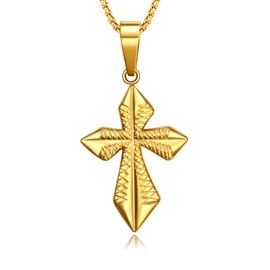 SILBAZ - Collar de cruz de acero inoxidable para hombre, joyería religiosa, regalo de cumpleaños para padre e hijo, Acero inoxidable, Sin piedra preciosa