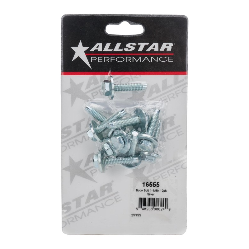 Allstar Performance Body Bolt 1-1/8in 10pk Silver