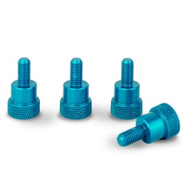 PrecisionGeek Aluminium Knurled Screws M5 x 10 mm Blue L-20 mm (Pack of 4)