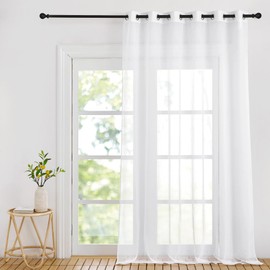 Pony Dance Living Room Curtains, Modern, Set of 2 Extra-Long Curtains for Living Room and Balcony Door, Decorative Curtains, Eyelet Curtain, White, Transparent, H 280 x W 140 cm