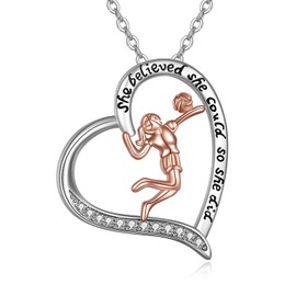 YAFEINI Volleyball Gifts Necklace for Women Girls Sterling Silver Volleyball Pendant Inspirational Jewellery for Volleyball Players