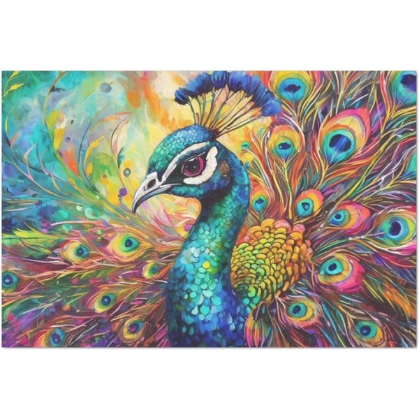 Vibrant Peacock Large Decoupage Paper, 20" x 30" (For Furniture,