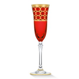 Lorren Home Trends Multicolor Champagne Flutes with Gold Rings, Set of 4