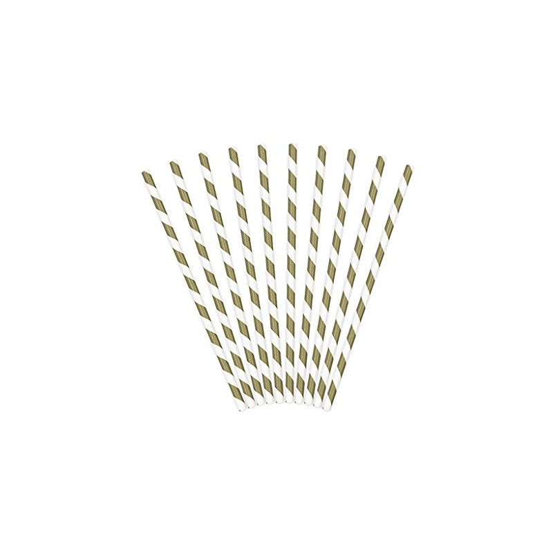 Straws, gold/white, approx. 19.5 cm, pack of 10