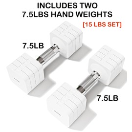 15LBS Adjustable Dumbbells Sets, 4 in 1 Free Weight Dumbbell Sets for Women Men Hand Weight Set Adjust Dumbbells Weights Set for Home Gym Exercise Workout Strength Training Equipments, White