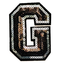 3" inch Black and Silver Sequin Letter A-Z Iron-on Patch Appliqué Sewing Alphabet Letter (G)