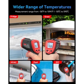 Wintact Infrared Thermometer Temperature Gun -58℉ to 1094℉, Digital IR Heat Surface Temp Gun, Non-Contact Laser Thermal Gun for Cooking Food, BBQ, Pizza Oven, Grill, Griddle Accessories