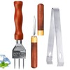 Ice Pick Stainless Steel Ice Crusher with Wooden Handle Ice