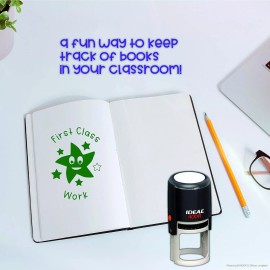 IDEAL First Class Work Round Teacher Stamp, Teachers Stamp, Marking Stamp-BLUE