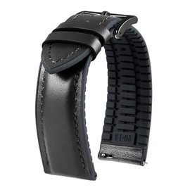 Binlun Leather Watch Band, Inside Layer Rubber is Breathable. 0.5 - 0.9 in (14 - 22 mm), Hybrid Quick Release Watch Strap, Smart Watch Strap, Unisex Use, 6 Colors Available, Faux Leather Rubber, No