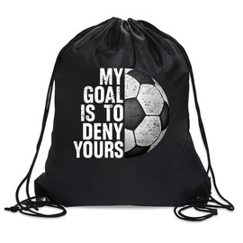 rofiowa My Goal Is To Deny Yours Drawstring Backpack For Men Women, Waterproof Sport Sackpack For Soccer Lover Soccer Fan, Funny Birthday Christmas String Gym Bag Gifts For Soccer Coach