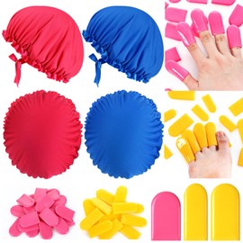 Chicingyou 44 Pcs Tanning Bed Accessories Include 4 UV Protection Tanning Face Cover Hair Bonnet Cap Set 40 Pcs Protective Finger Tips Toe Cover for Women