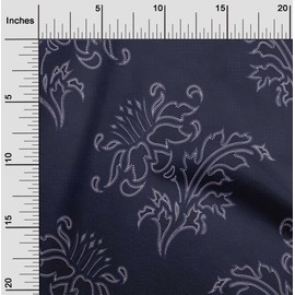 oneOone Velvet Medium Blue Fabric Dotted Floral Sewing Fabric by The Yard Printed DIY Clothing Sewing Supplies 58 Inch Wide