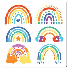 GORGECRAFT 30x30cm Rainbow Stencil 6 Styles Rainbow Cloud Template Raindrops Sun Star Pattern Reusable Plastic Stencil for Painting on Wood Wall Furniture Tile Canvas Fabrics Scrapbook DIY Art Crafts