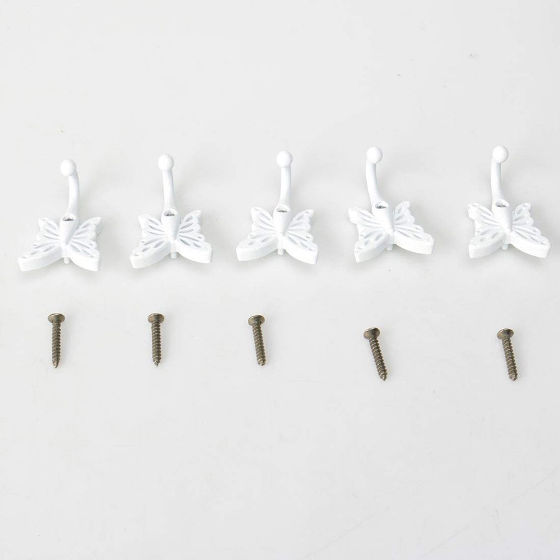 sourcing map 5pcs Wall Mounted Robe Hook Zinc Alloy Butterfly