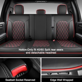 Umbrauto Silverado Leather Seat Covers| Waterproof Pickup Truck Custom Seatcovers Full Set for Chevy Silverado GMC Sierra 2019-2024 1500, 2020-2024 2500HD 3500HD Crew Double Extended Cab